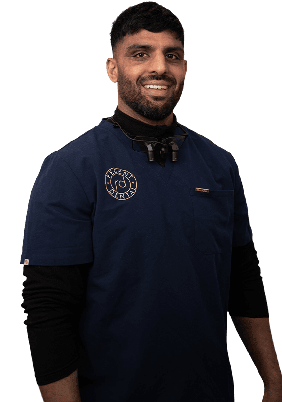 Dr Naeem Ashfaq in his Regent Dental scrubs