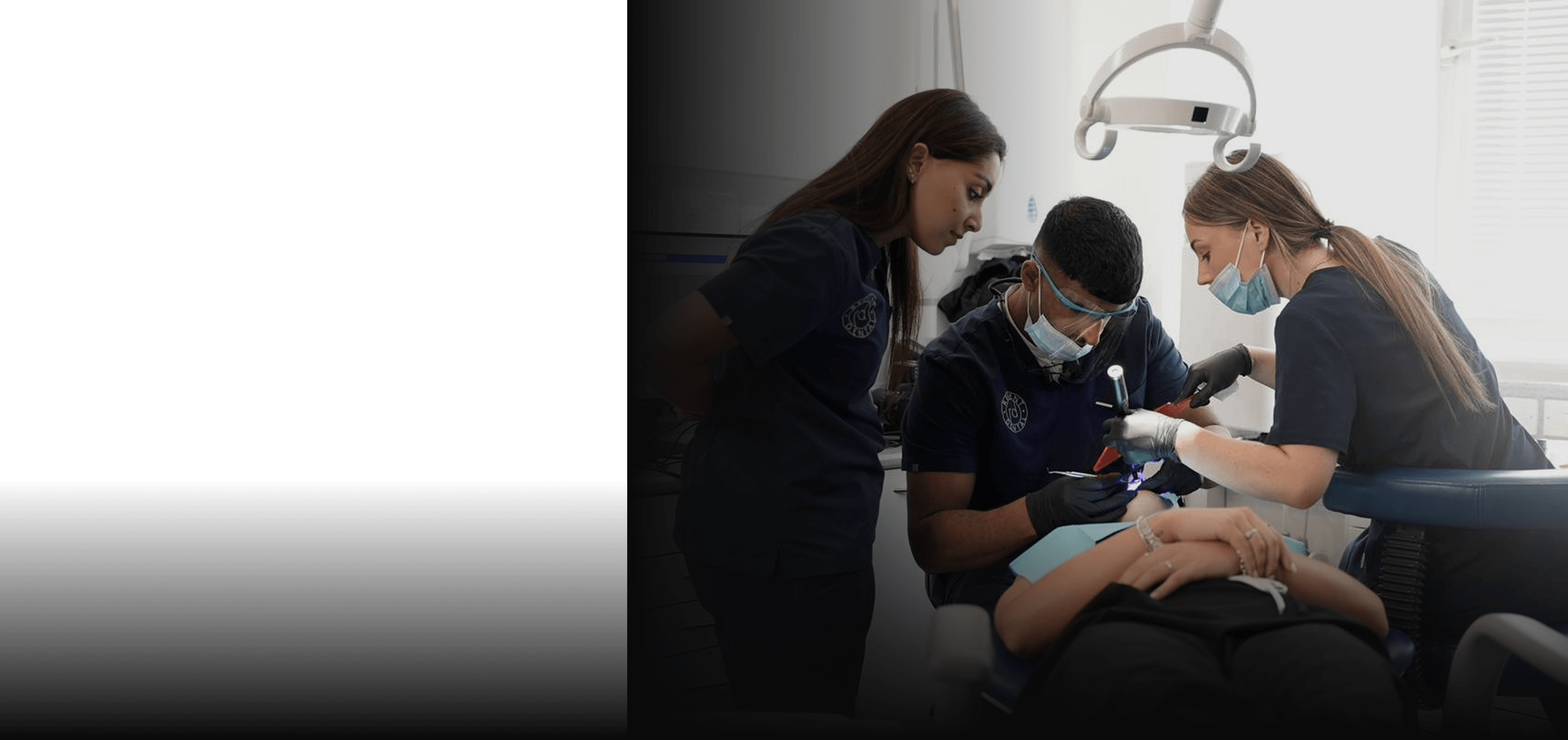 Dr Naeem Ashfaq treating a patient with his dental team