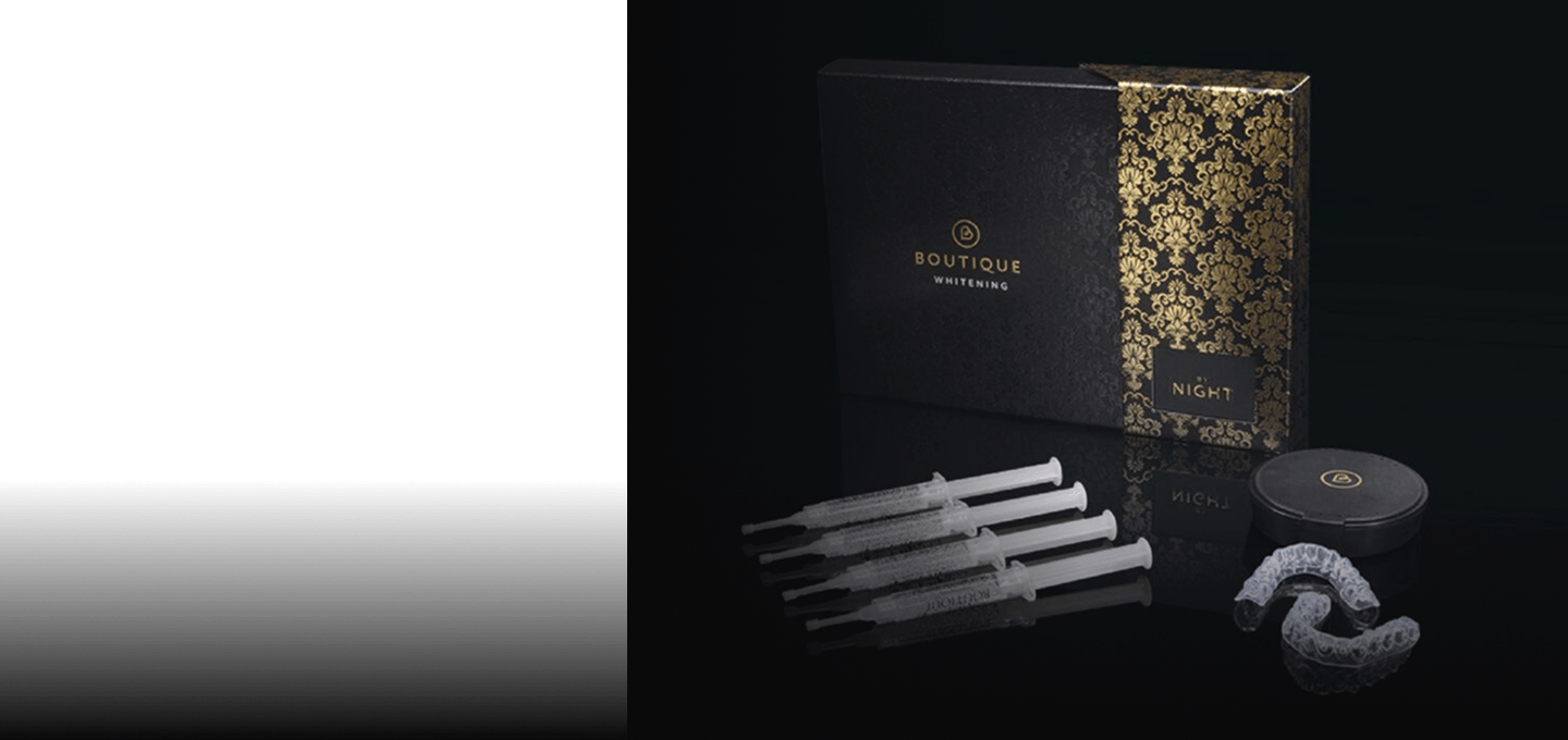 A professional whitening kit with whitening gel syringes and custom-made whitening trays